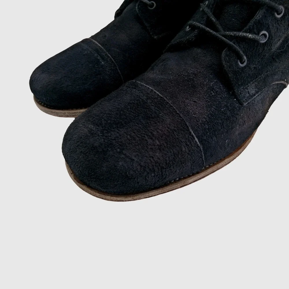 AllSaints Boots Mens Size 11 Black Suede Cap Toe Combat Ankle Zip Lined Casual